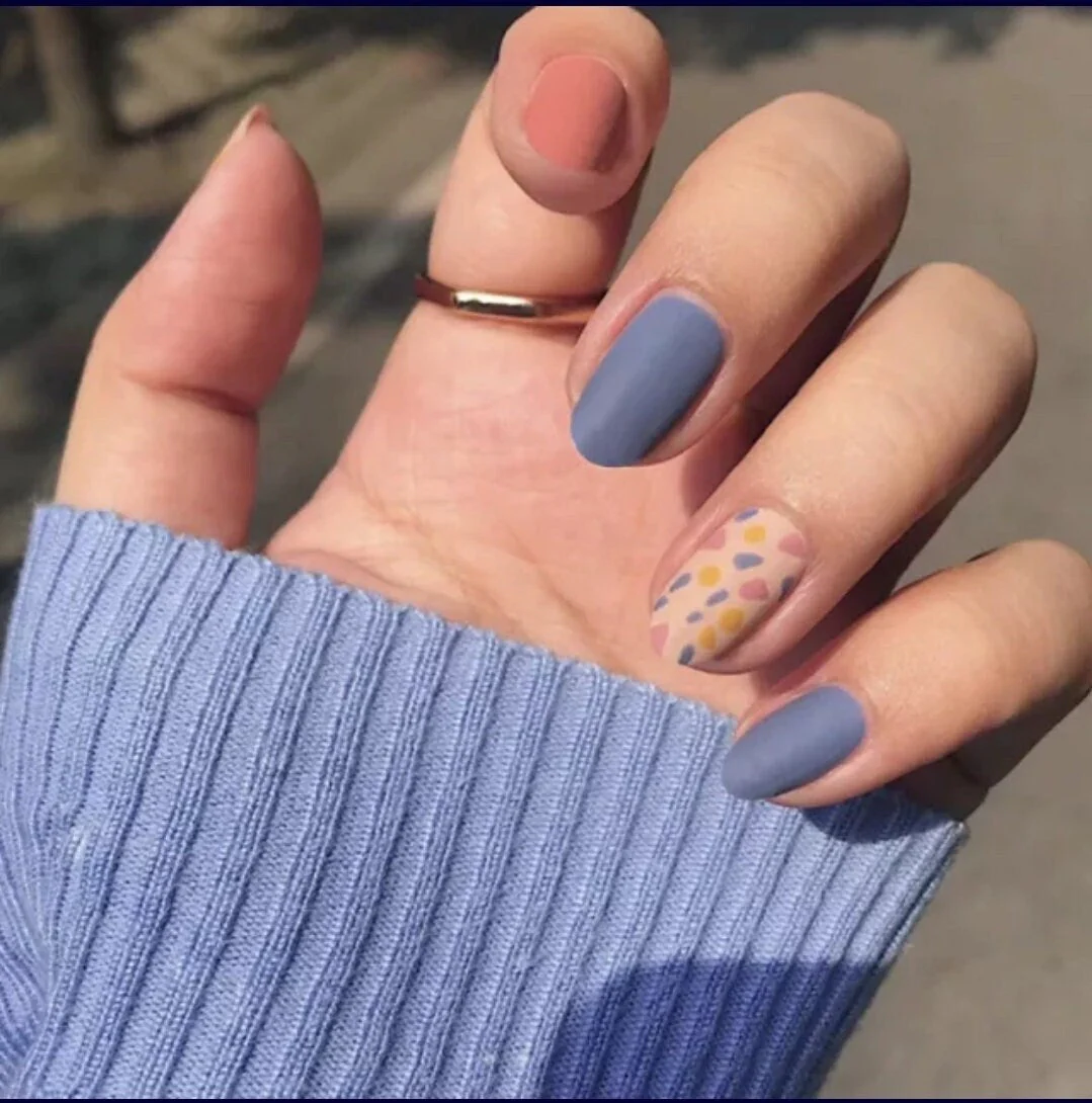 Ocean Journey Short Almond Blue Vacation Press On Nails