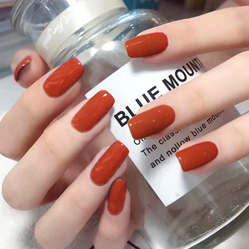 Apple Of My Eye Medium Square Red Glossy Press On Nails