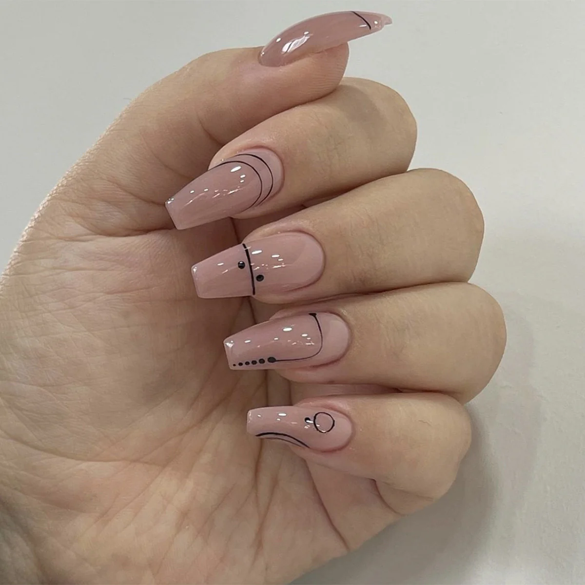 Artist Vibes Medium Coffin Beige Abstract Press On Nails