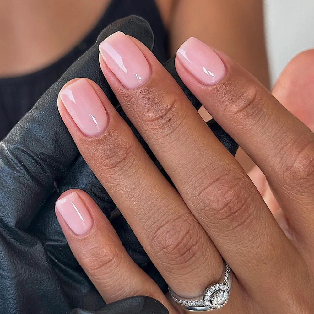 Blush Elegance Short Square Pink Glossy Press-On Nails
