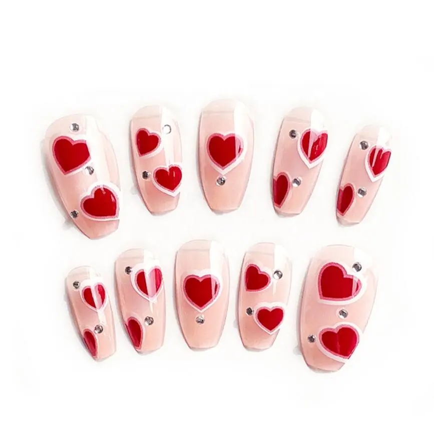 Bountiful Heart Long Square Pink Day Press On Nails - Image 3