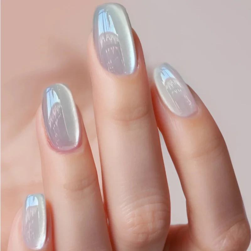 Celestial Chic Long Oval Iridescent Press On Nail Set Perfect for Effortless Glamour