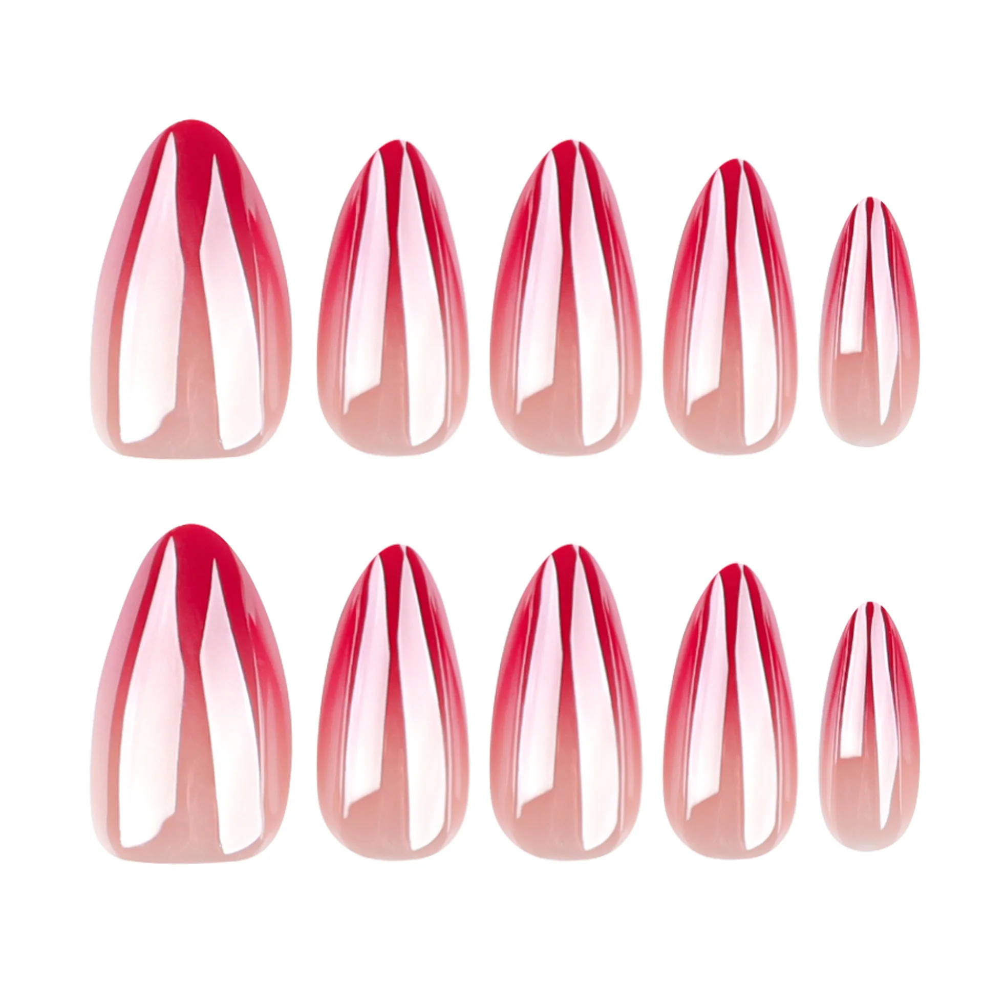 Charming Blossom Press On Nail Set Short Almond Shape Pink Gradient Design