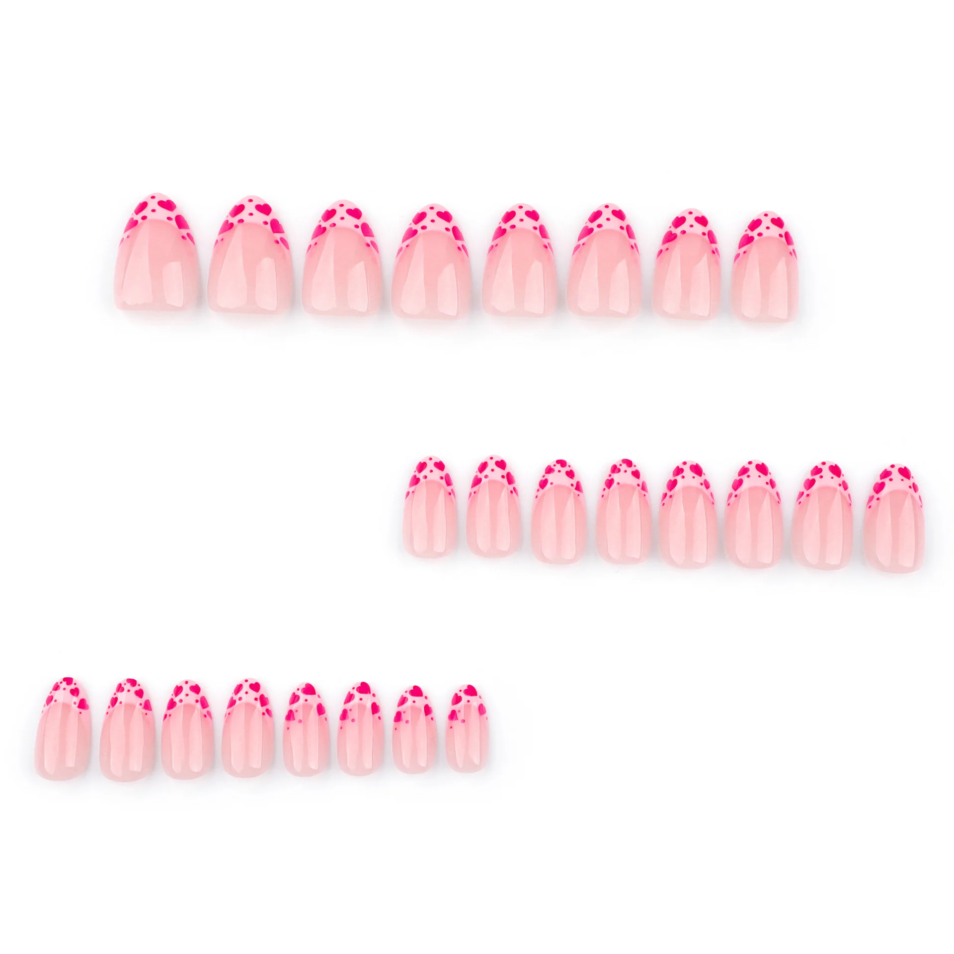 Cherry Blossom Dream Pink Short Almond Press on Nails with Heart Tip Design