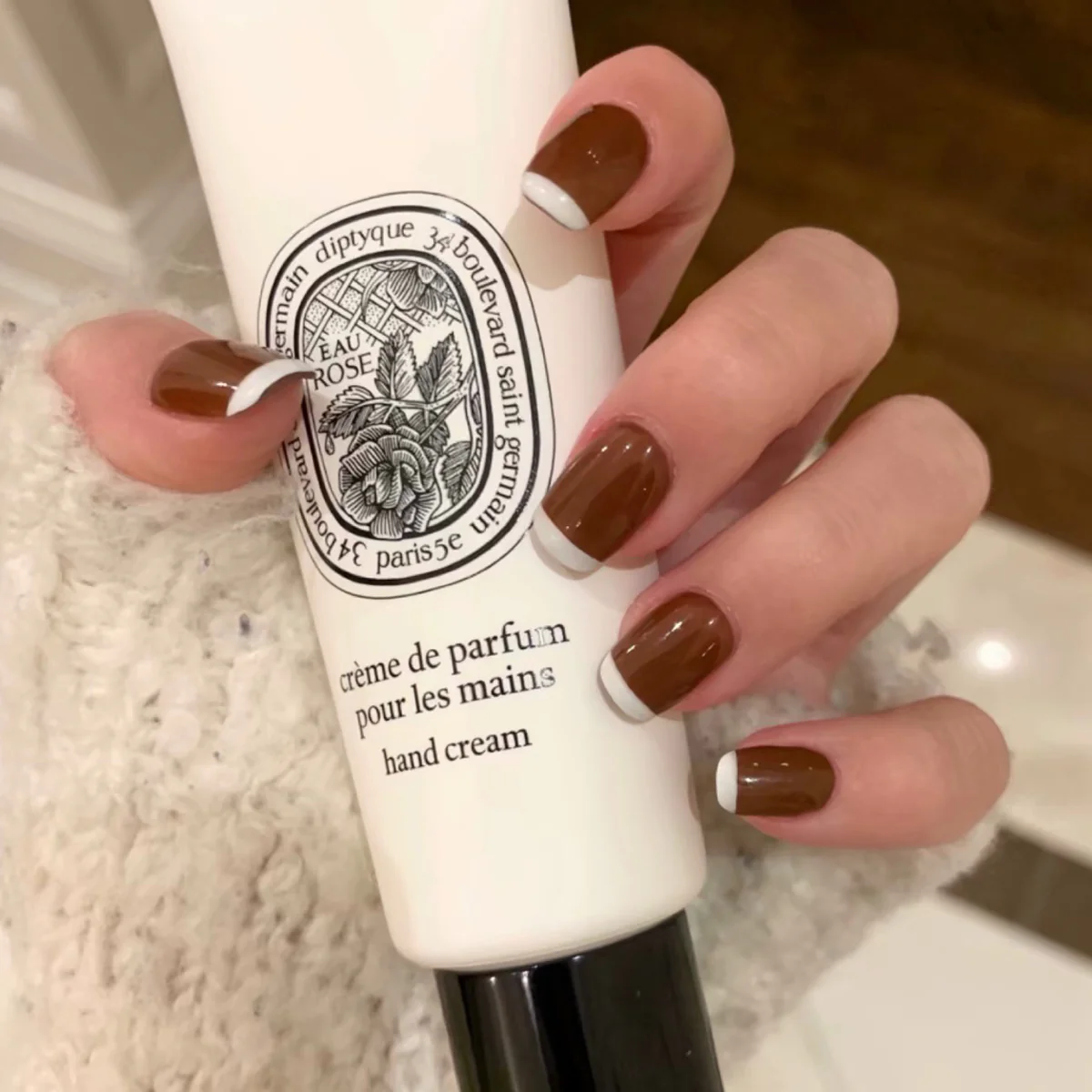 Could've Been Us Long Square Brown French Tips Press On Nails