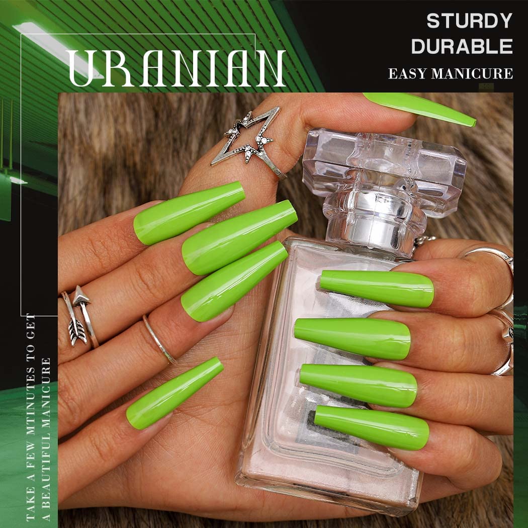 Crazy Lime Long Coffin Green Bold St. Patrick's Day Press On Nails - Image 4