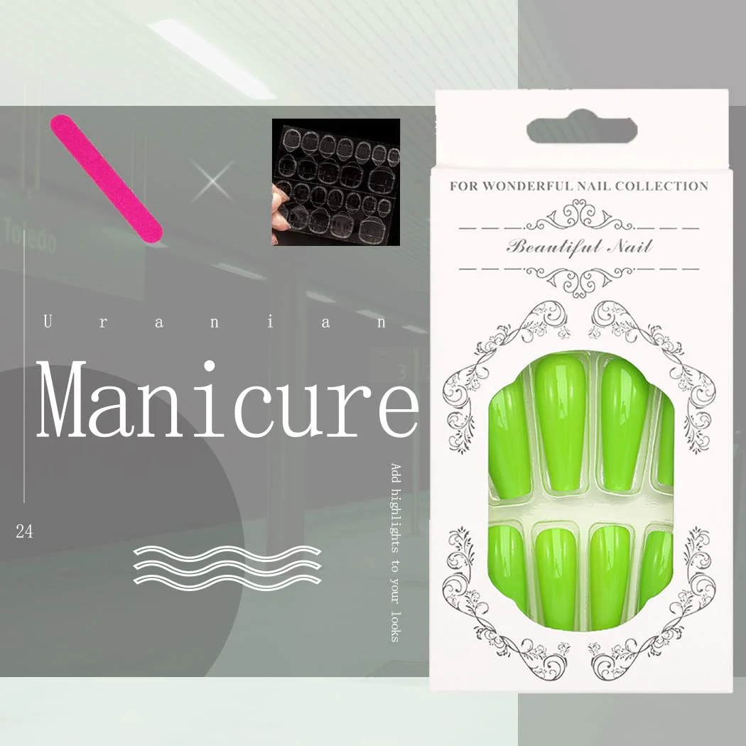 Crazy Lime Long Coffin Green Bold St. Patrick's Day Press On Nails - Image 5