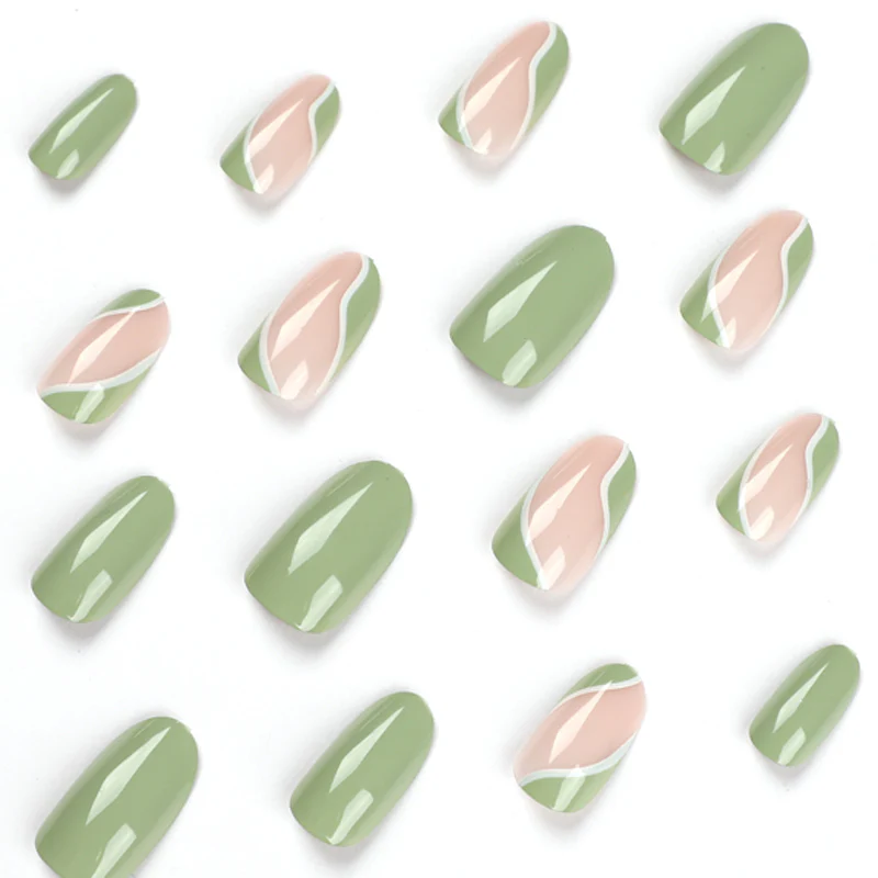 Deep Breath Short Square Green Summer Press On Nails - Image 2