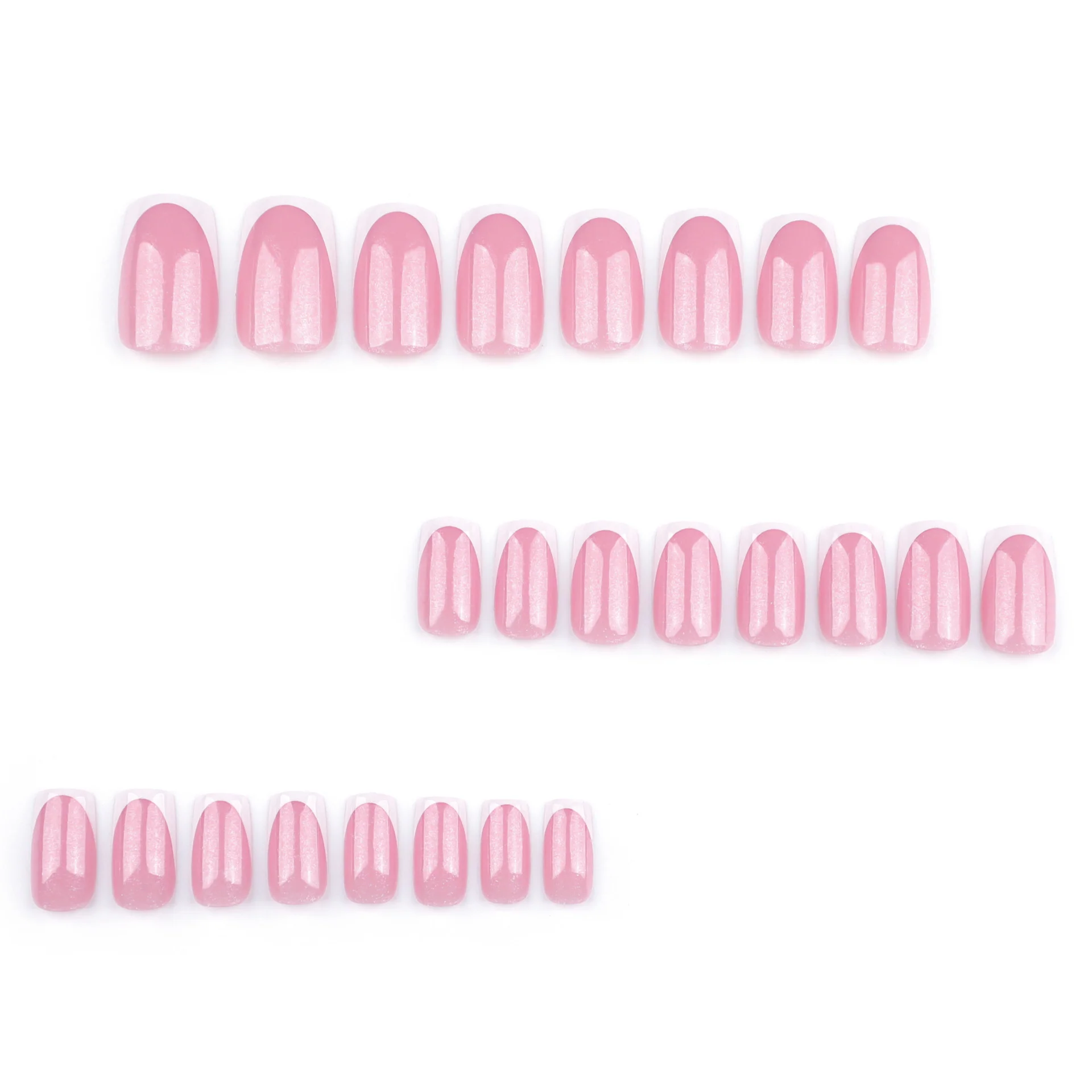 Delicate Rose Dream Short Square Glossy Pink Press-On Nail Set with Shimmering Sheen