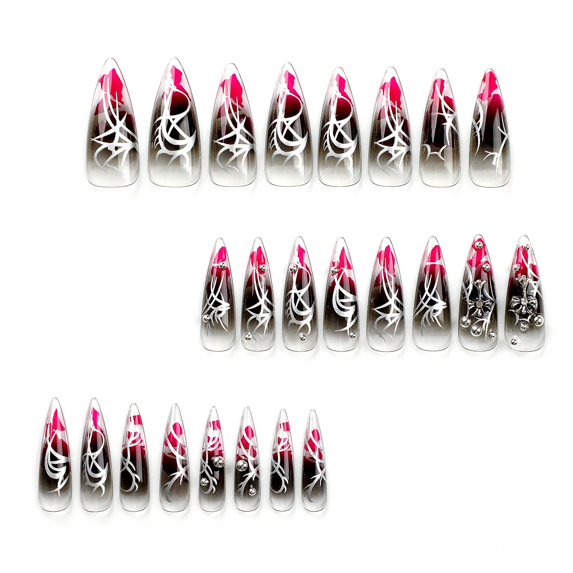 Demon Slayer Long Stiletto Red Y2K Press On Nails - Image 2