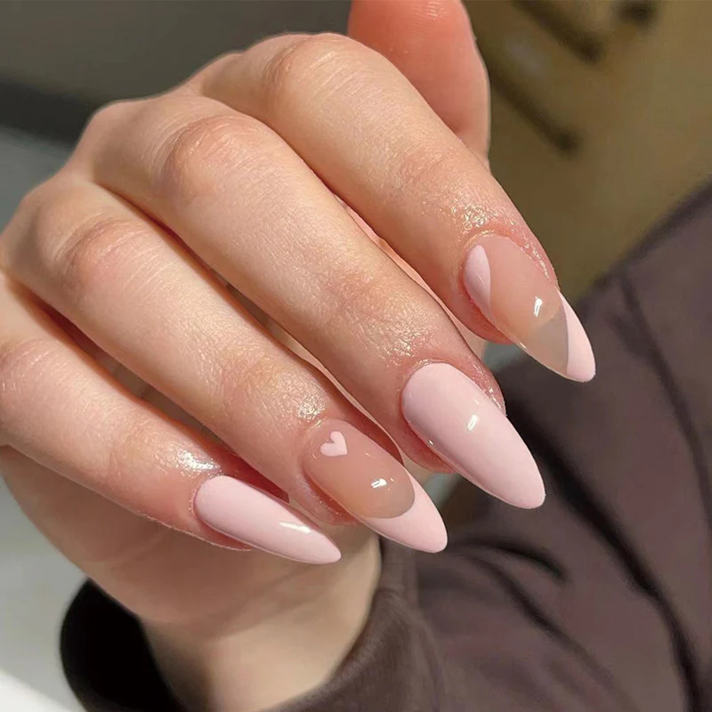 Dewdrop Cotton Candy Long Almond Pink Cute Press On Nails