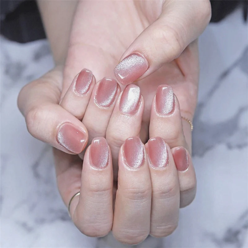 Elegant Bridal Collection Medium Length Squoval Pink Shimmer Press On Nail Set