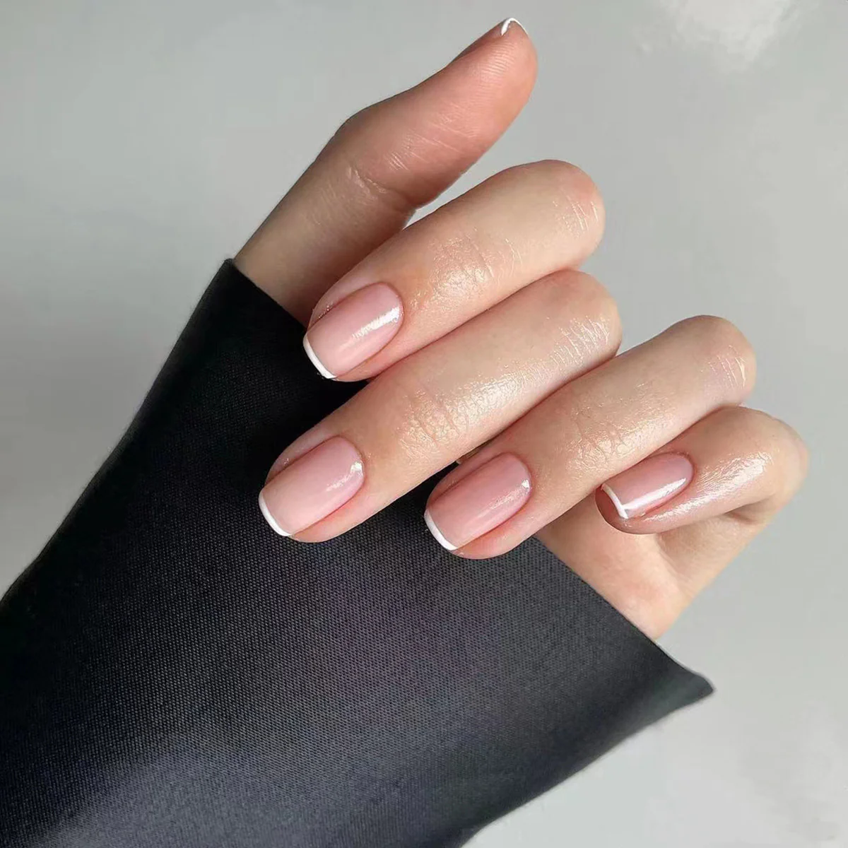 Elegant Bridal Collection Short Squoval Light Pink Press On Nails with Glossy Finish