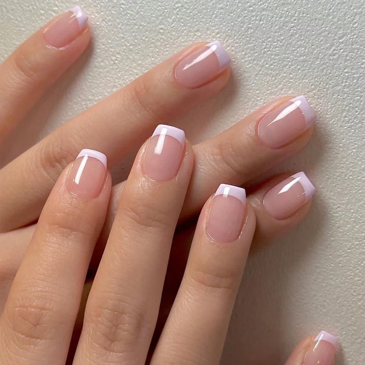 Elegant Morning Bliss Medium Coffin Soft Pink Press On Nail Set with Chic White Tips