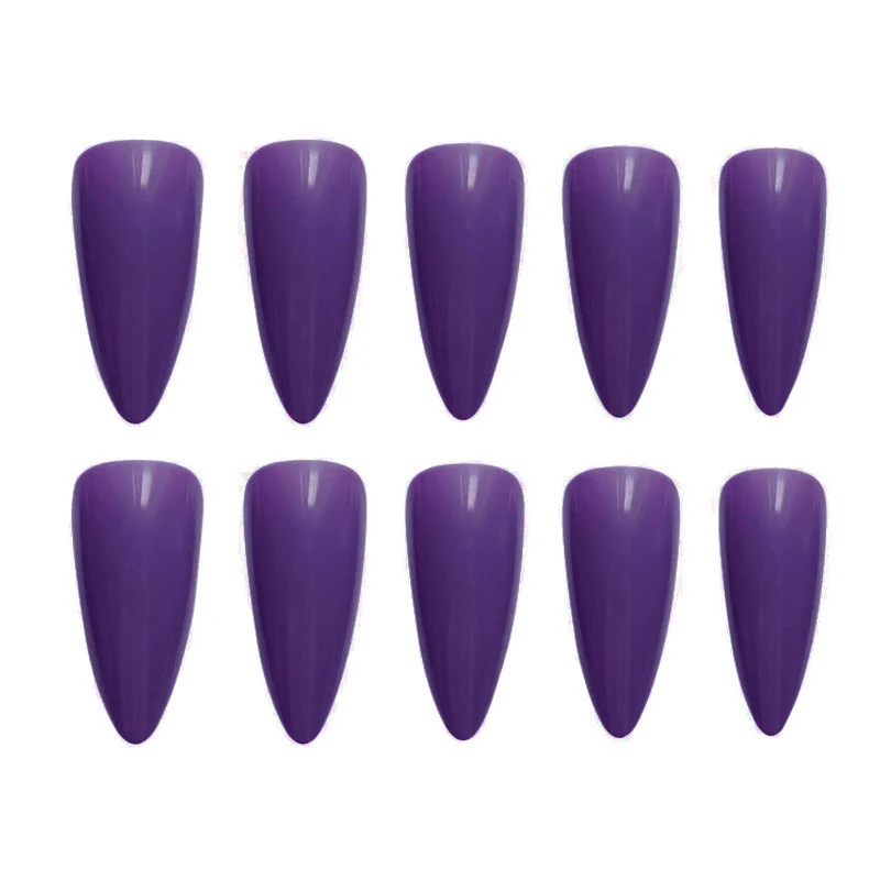 Enchanting Elegance Medium Almond Purple Press-On Nail Set with Glossy Finish