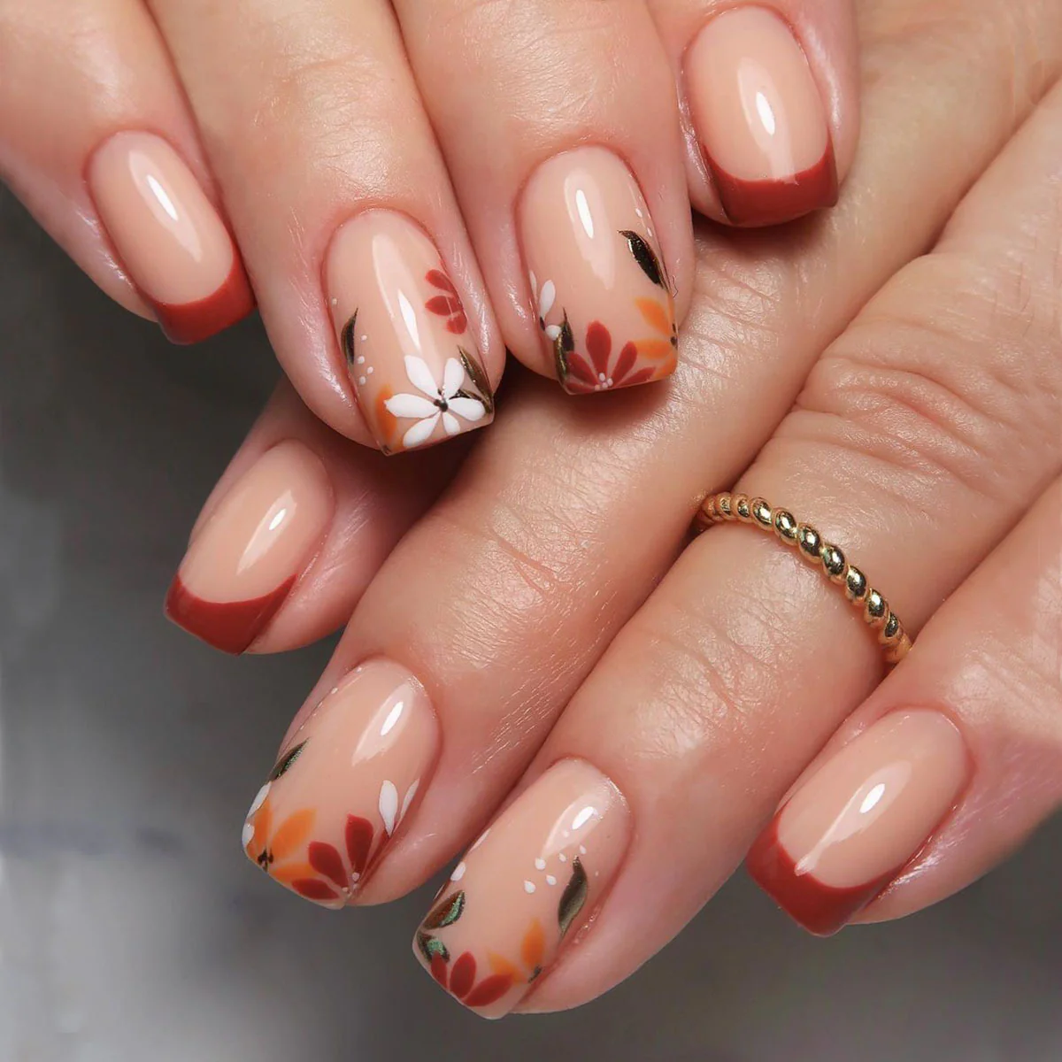 Fall Colors Medium Square Brown Fall Press On Nails