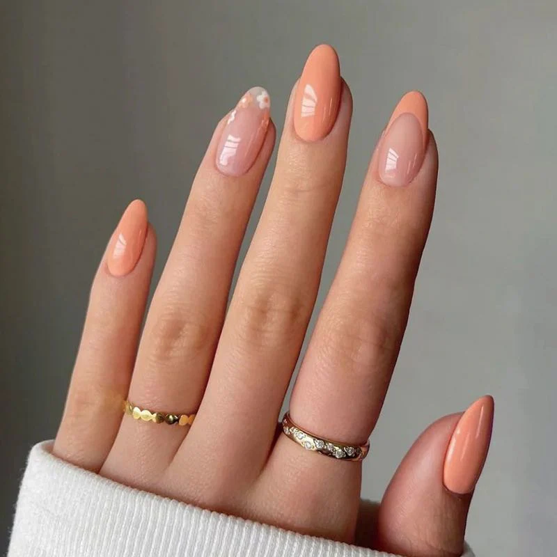 Flower Options Short Oval Pink Cute Press On Nails