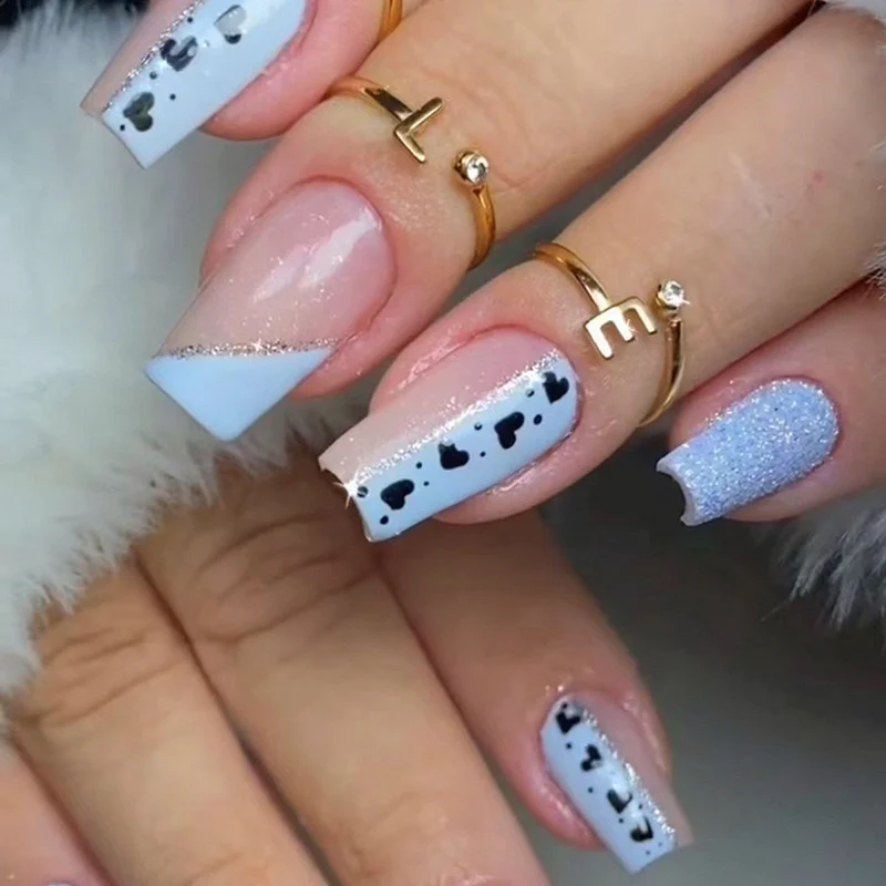 Function With You Medium Square Blue Everyday Press On Nails