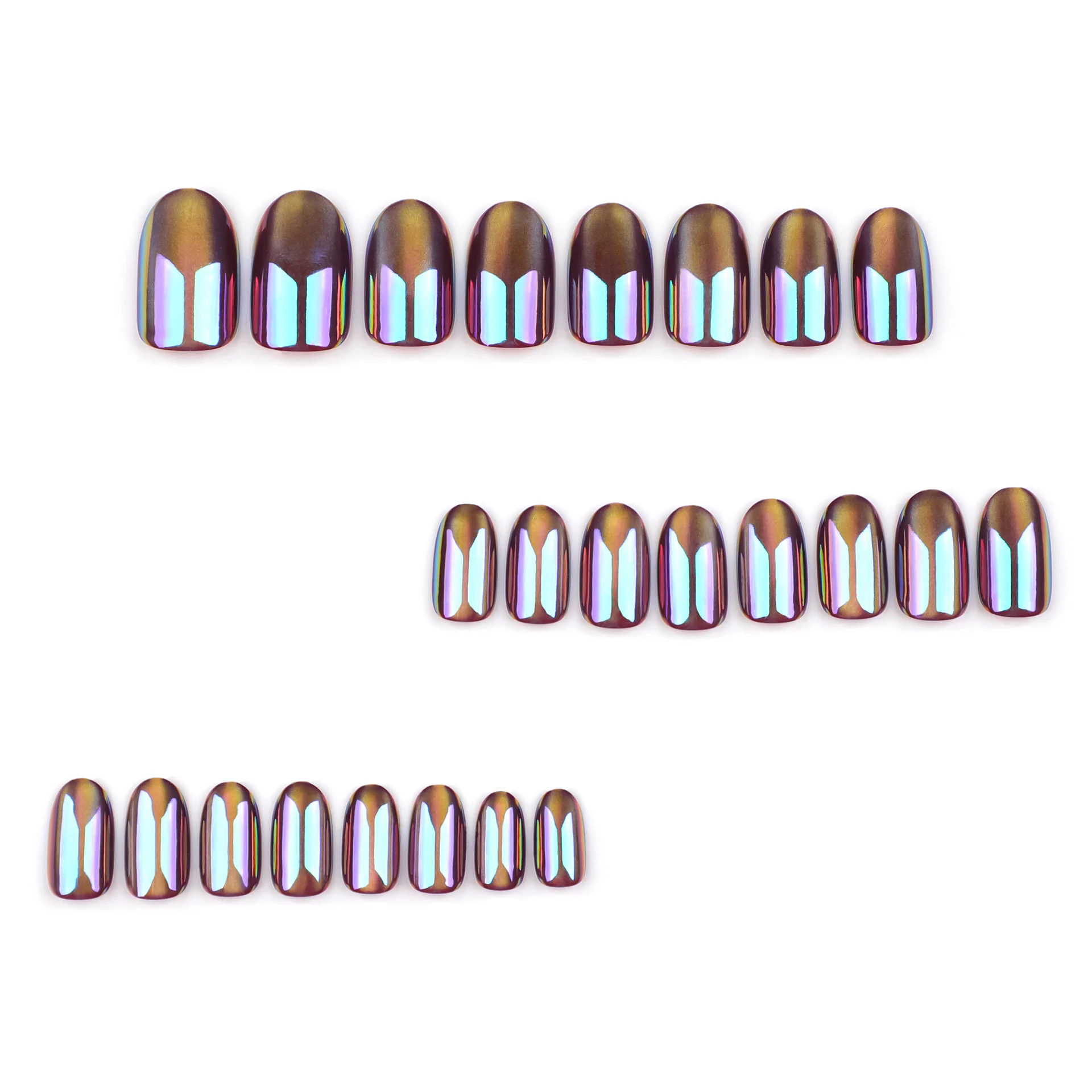 Glamorous Twilight Inspired Short Round Shaped Iridescent Brown Press On Nail Set
