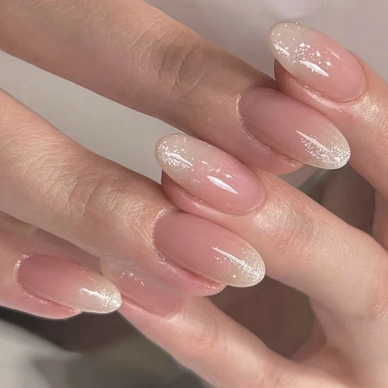 Glitter It Now Medium Oval Gold Glitter Press On Nails