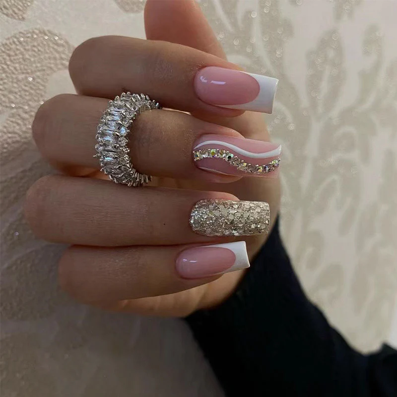 Gotta Run Medium Square Gold Glam Press On Nails