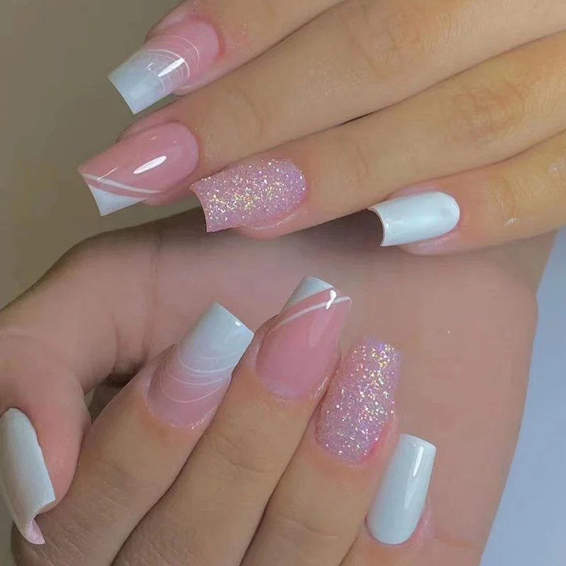 Hey There Medium Square Silver Everyday Press On Nails