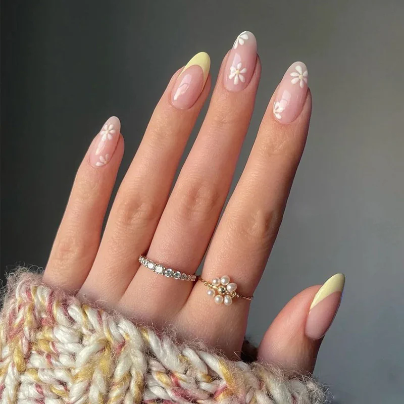 Home Bloom Short Oval Pink Floral Press On Nails