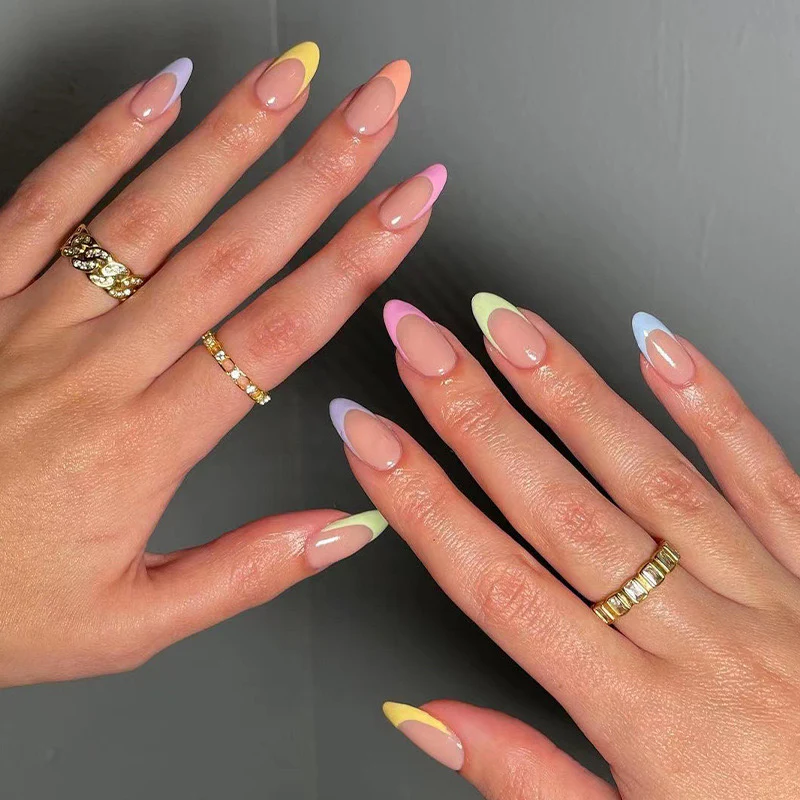 Ice Cream Medley 2 Medium Oval Multicolor Summer Press On Nails