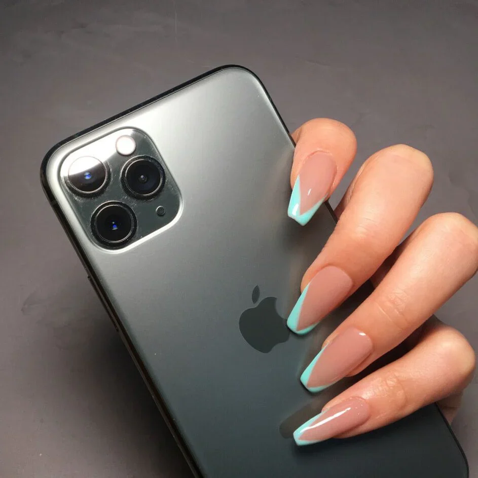 Ignition Long Coffin Beige French Tips Press On Nails - Image 3