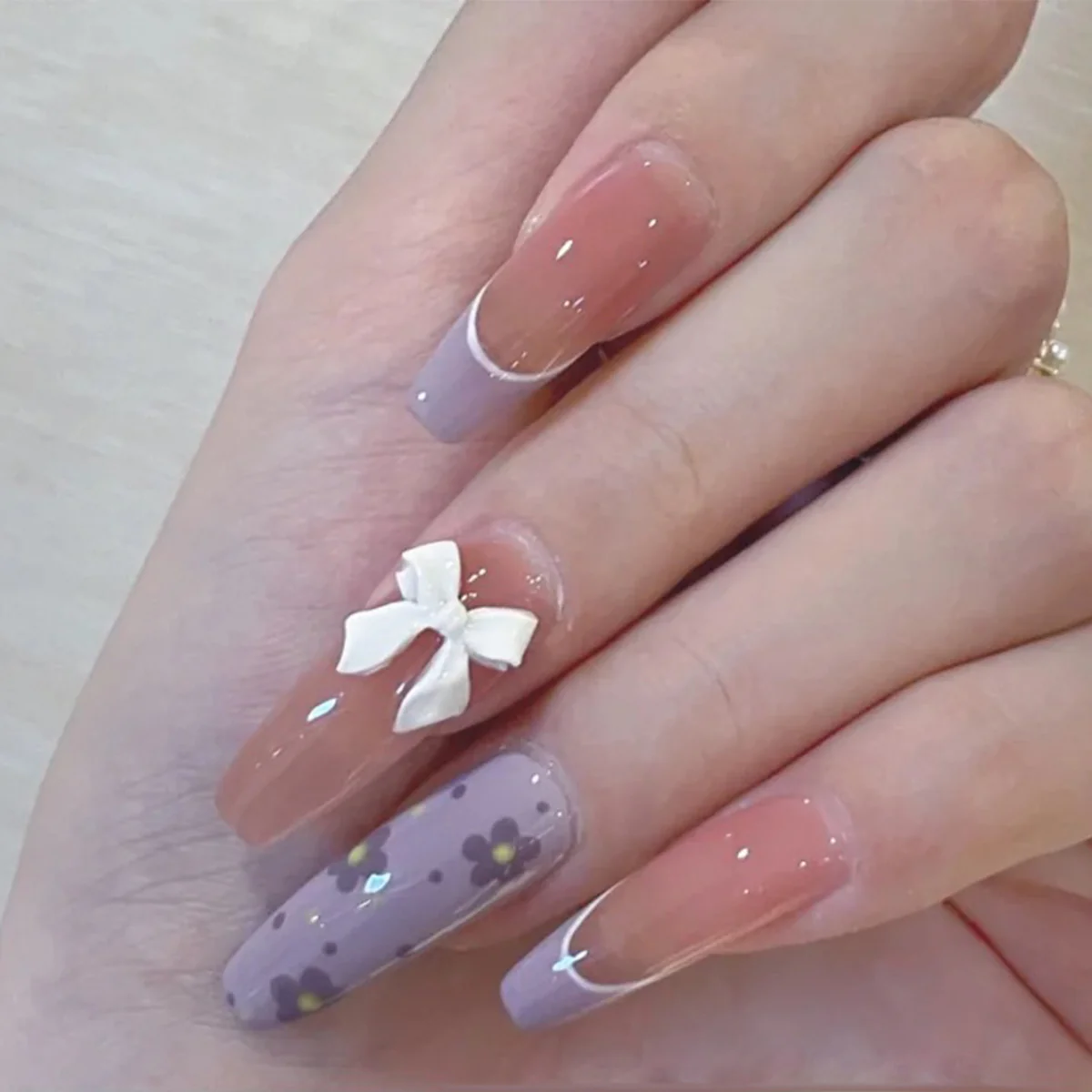 Impress Me Long Coffin Purple Cute Press On Nails - Image 2