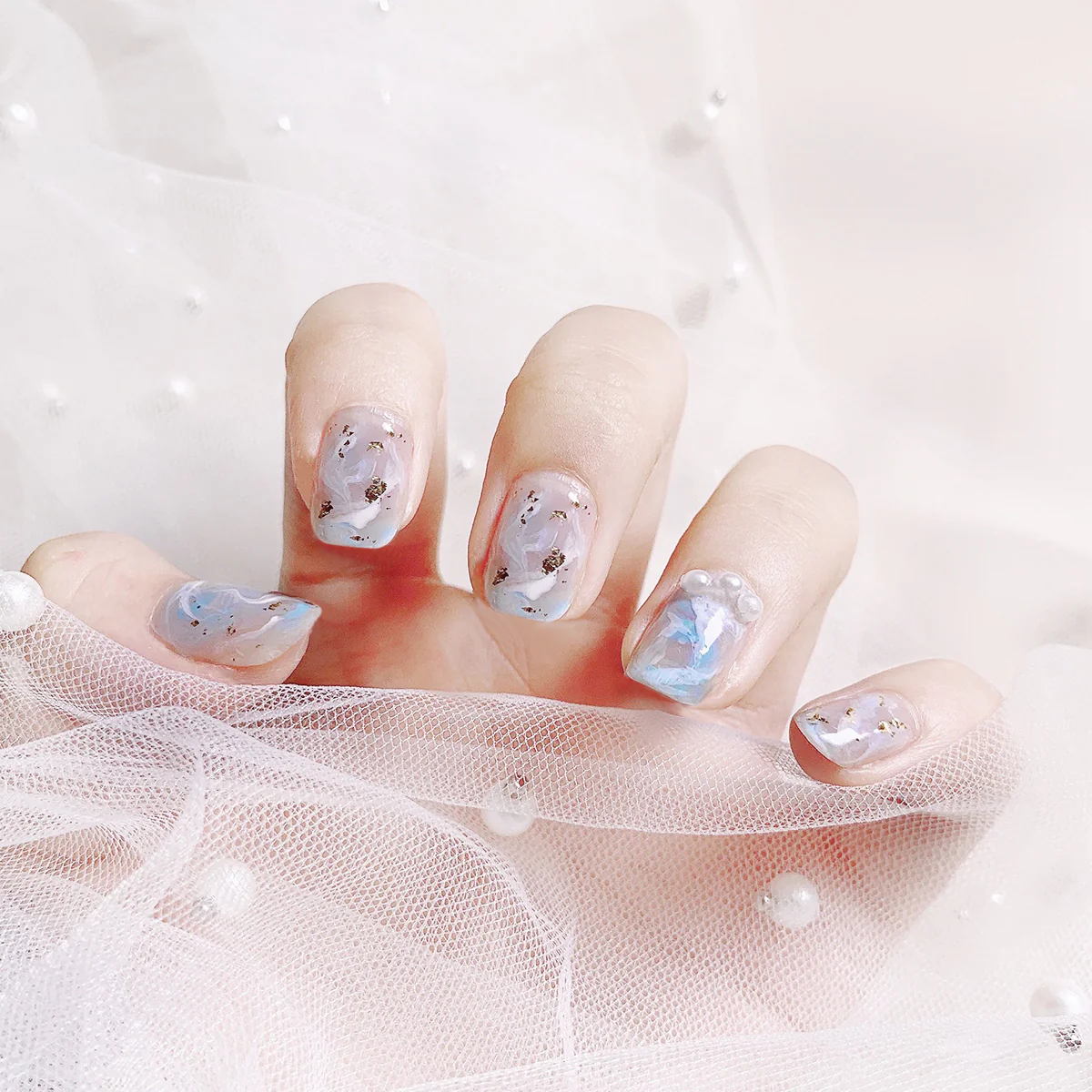 It's My Time Short Square Blue Cute Press On Nails