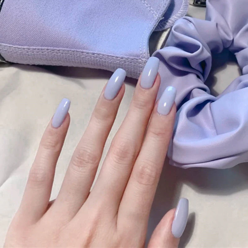 Lavender Dream Medium Coffin Light Purple Press On Nails with Glossy Finish