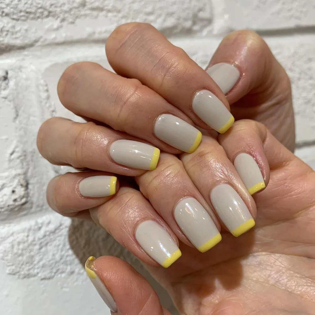Lightning Cloud Short Square Gray French Tips Press On Nails