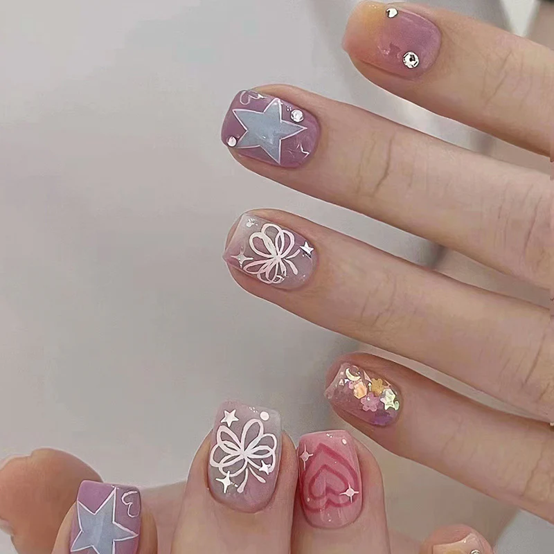 Looking Forward Medium Square Pink Y2K Press On Nails