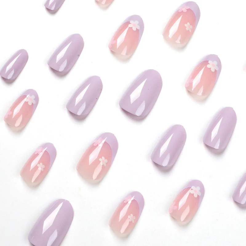 Lover Not A Fighter Short Oval Purple Spring Press On Nails - Image 2