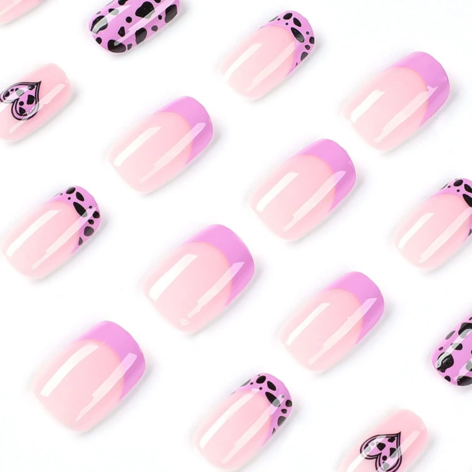Loving Cows Long Square Pink Animal Pattern Press On Nails - Image 2