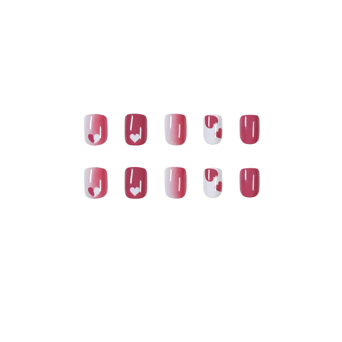 Loving Moments Short Square Pink Hearts Press On Nails - Image 2