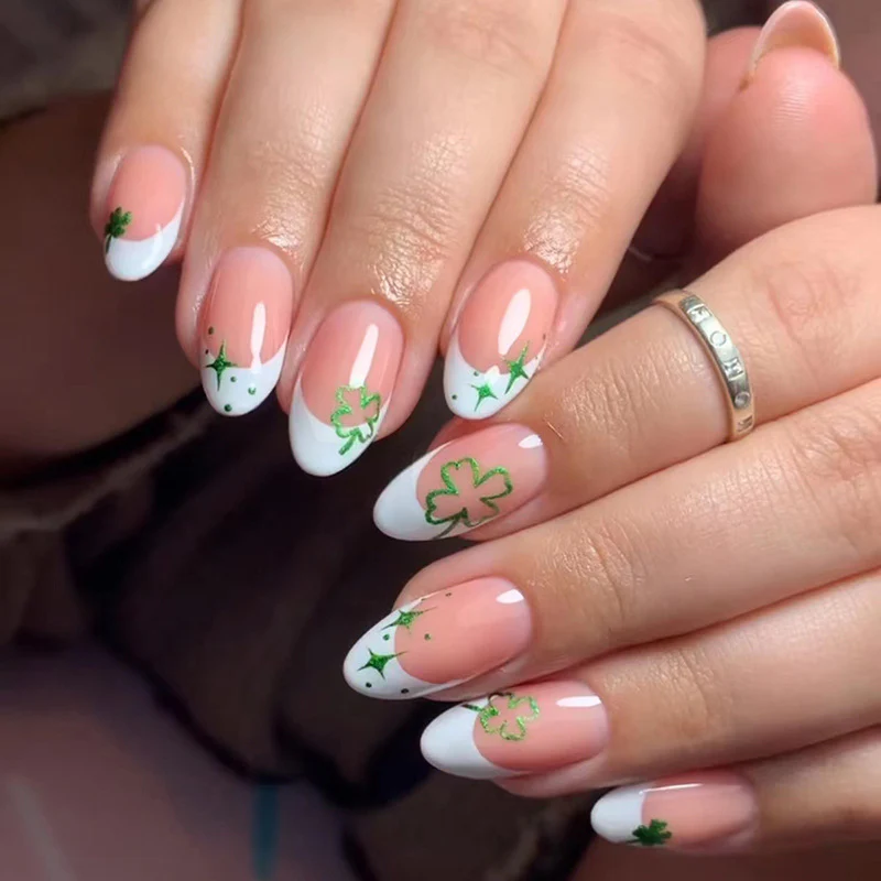Lucky You Short Oval Green St. Patrick's Day Press On Nails