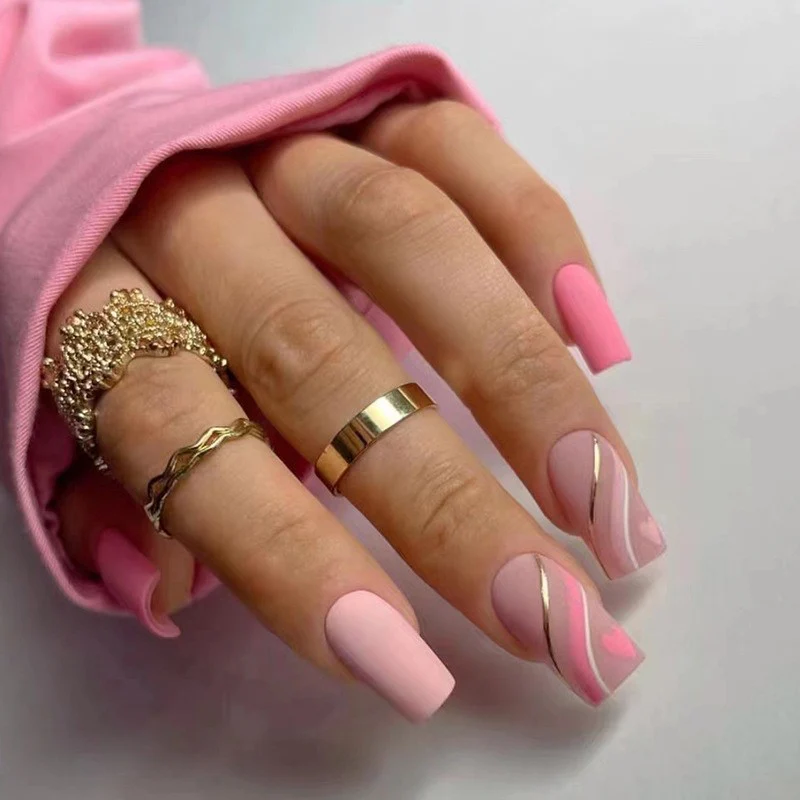 Mainframe Medium Square Pink Matte Press On Nails