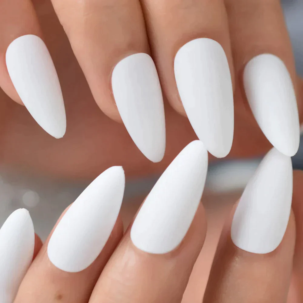Wedding Party Medium Almond White Everyday Press On Nails