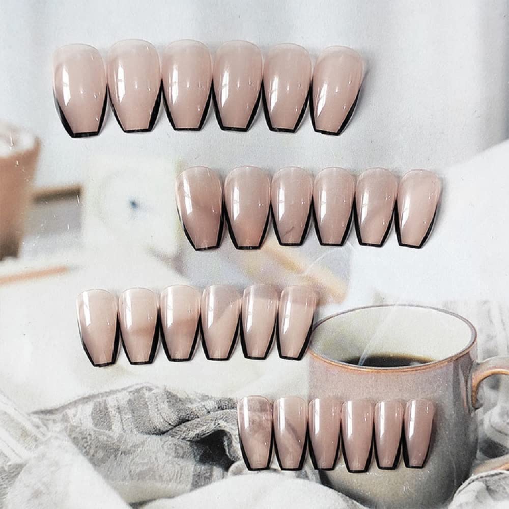 Not Your Girl Long Coffin Beige French Tips Press On Nails - Image 2