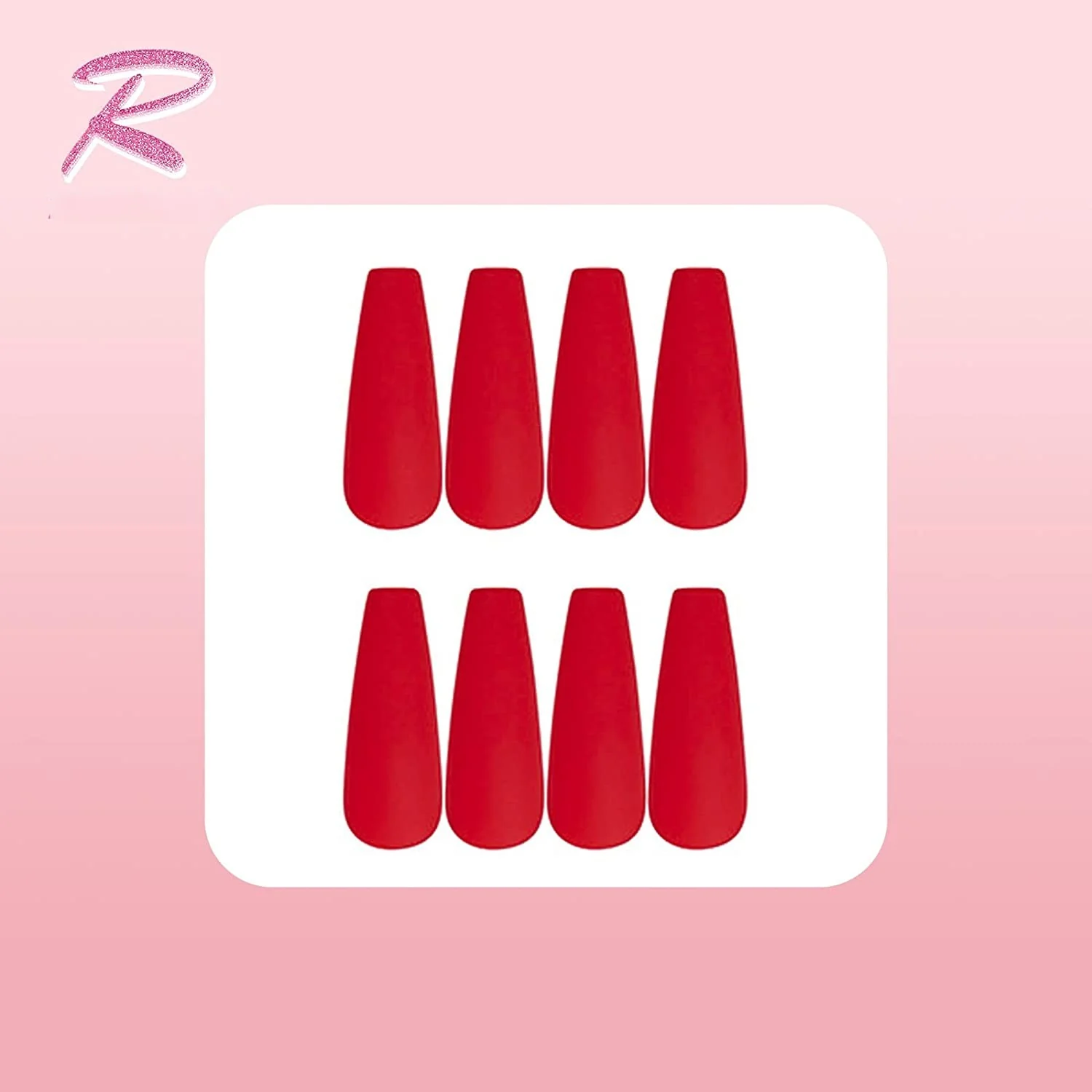 Open Road Long Coffin Red Matte Press On Nails