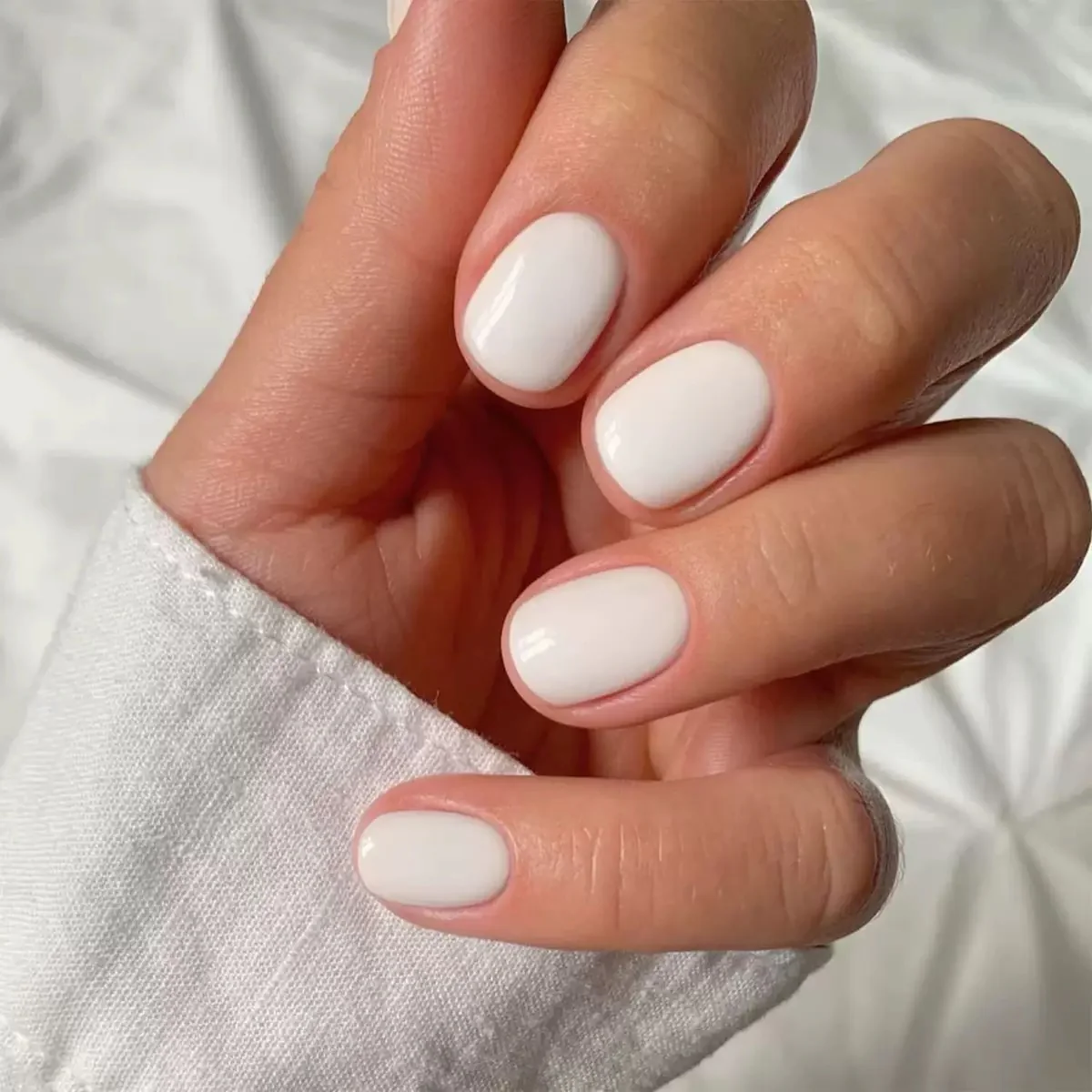 Own It Short Squoval White Glossy Press On Nails