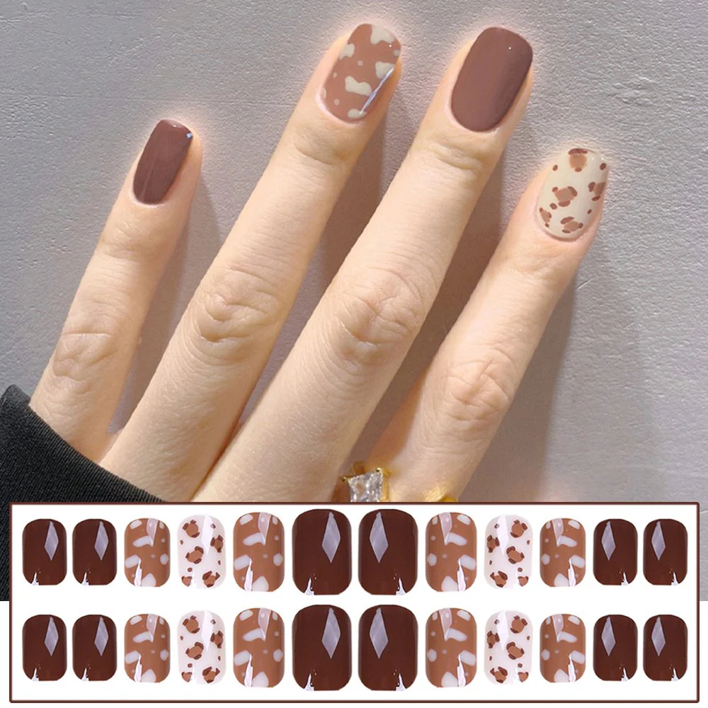 Pick Your Poison Short Square Brown Cute Press On Nails - Image 6