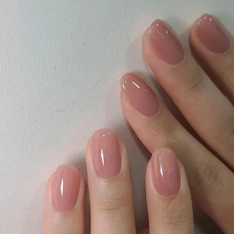 Plump Medium Square Pink Jelly Press On Nails