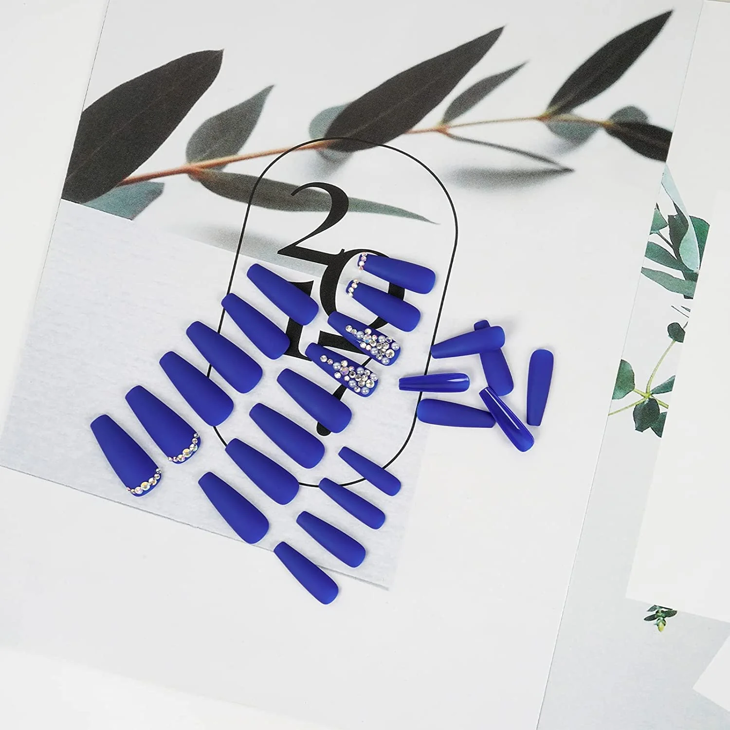 Pluto Long Coffin Blue Astrology Press On Nails - Image 2