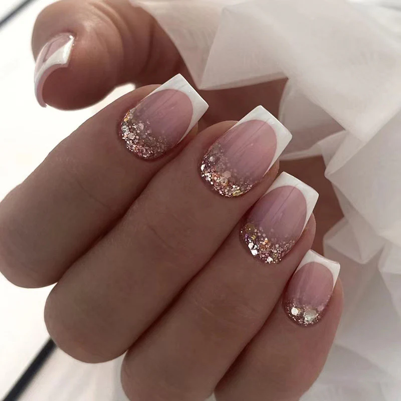 Pretty Basic Short Square White French Tips Press On Nails