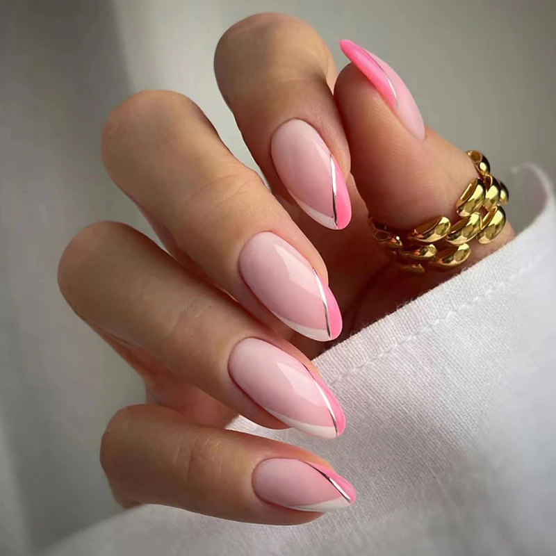 Put It On Medium Oval Pink Everyday Press On Nails