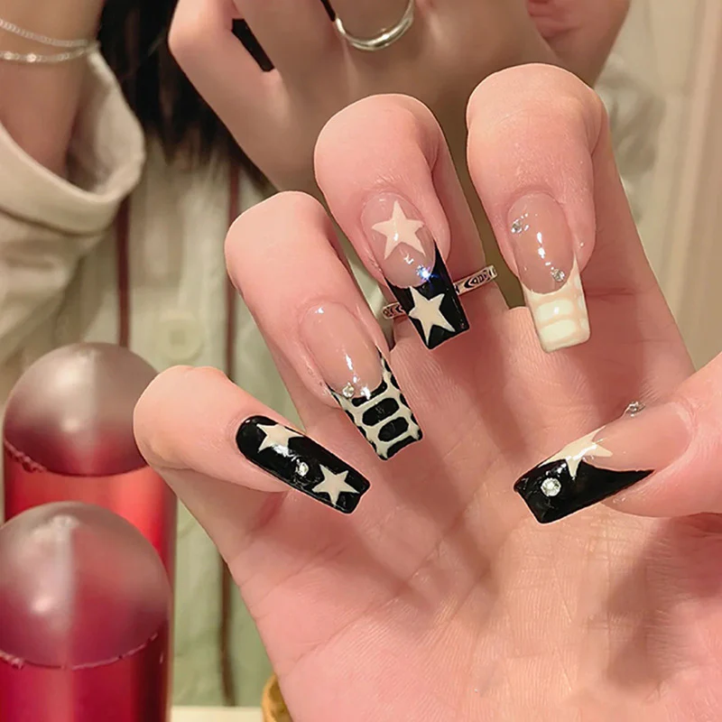 Rockstar Group Medium Square Black Bold Press On Nails