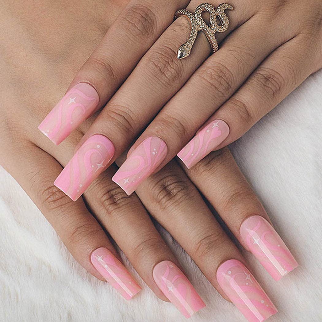 Sailor Who Long Coffin Pink Astrology Press On Nails - Image 5